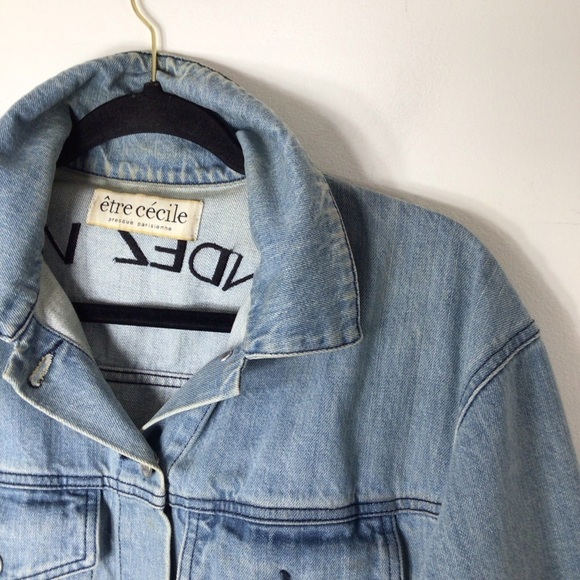 Women's Blue Jean Jacket with Pink Flamingo Design - Picture 3 of 12